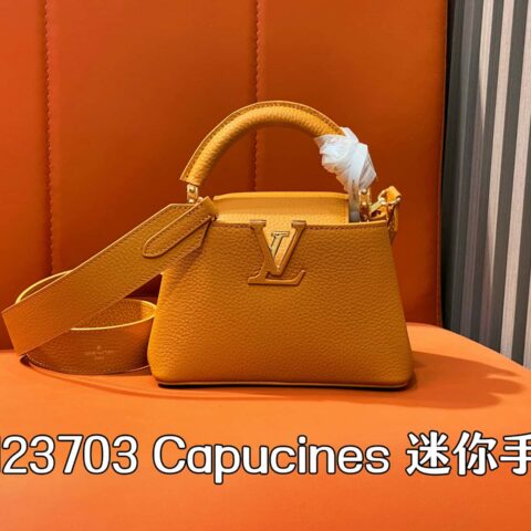 【原单精品】M23703橙色 全皮cap那英款 Capucines 迷你手袋