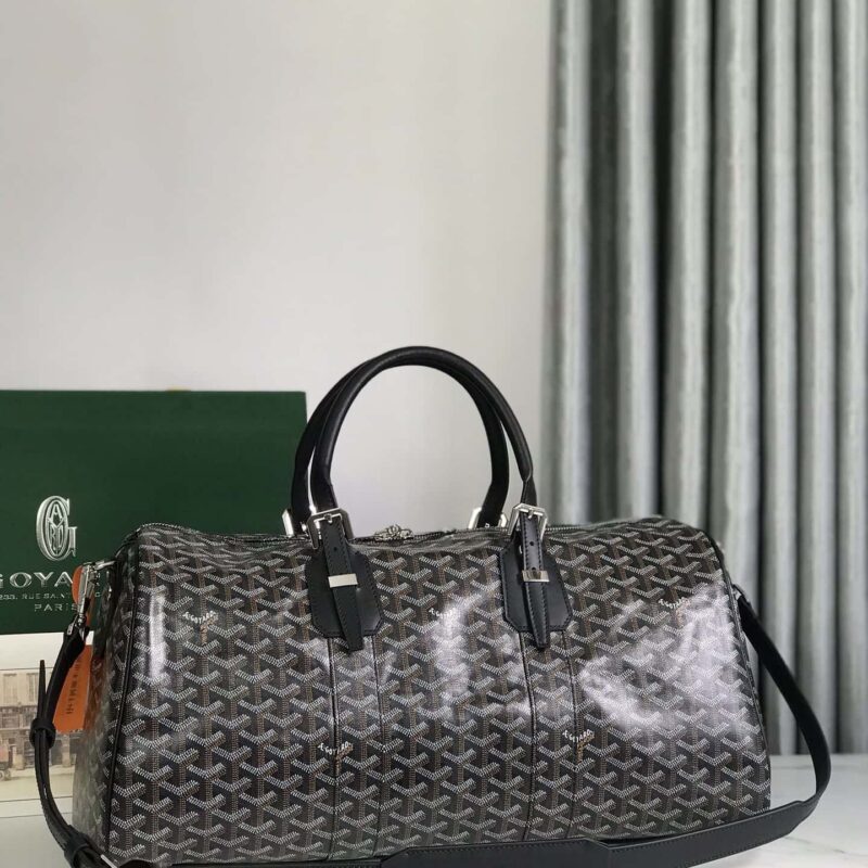 原厂皮料 Goyardine棉麻帆布 Boston45旅行包 黑色