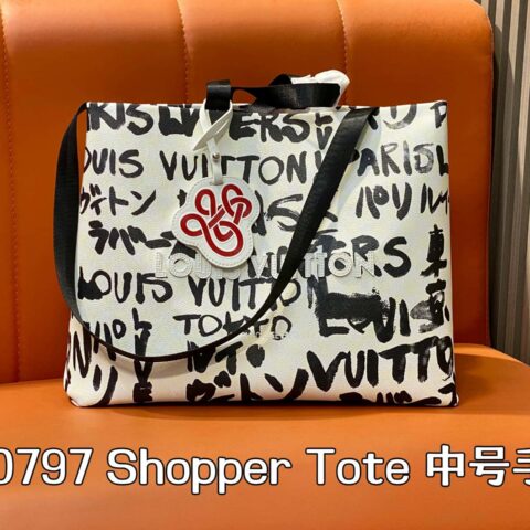 【原单精品】N40797黑色涂鸦 中号四方包 本款 Shopper Tote 中号手袋