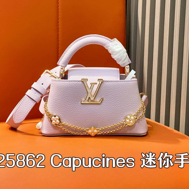 【原单精品】M25862香芋紫 全皮链条cap那英款 Capucines 迷你手袋