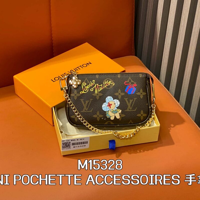 【原单精品】M15328丝印 圣诞款链条麻将包 当季新款 MINI POCHETTE ACCESSOIRES 手拿包