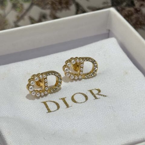 ☀️新款☑️DIOR迪奥CD珍珠带钻耳钉耳环 ☀️