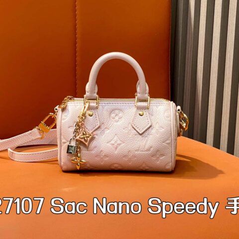 【原单精品】M27107粉色 全皮speedy枕头包 Sac Nano Speedy 手袋