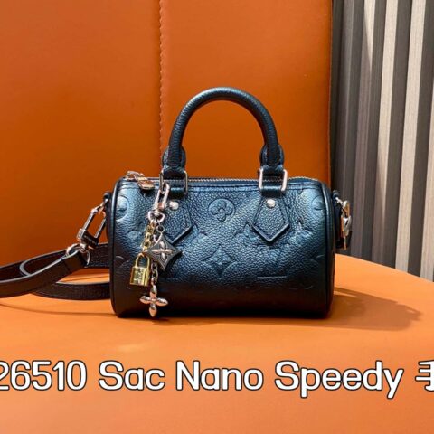 【原单精品】M26510深蓝色  全皮speedy枕头包 Sac Nano Speedy 手袋