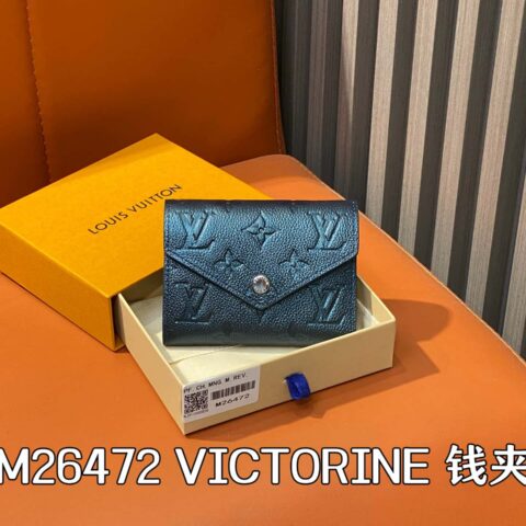 【原单精品】M26472珠光蓝 全皮三折钱包 VICTORINE 钱夹