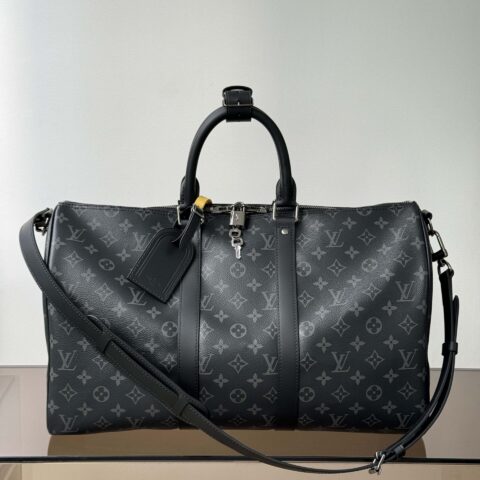 【特级原厂】Keepall Bandouliere45旅行包🧳  型号: M40569黑花 动态芯片版