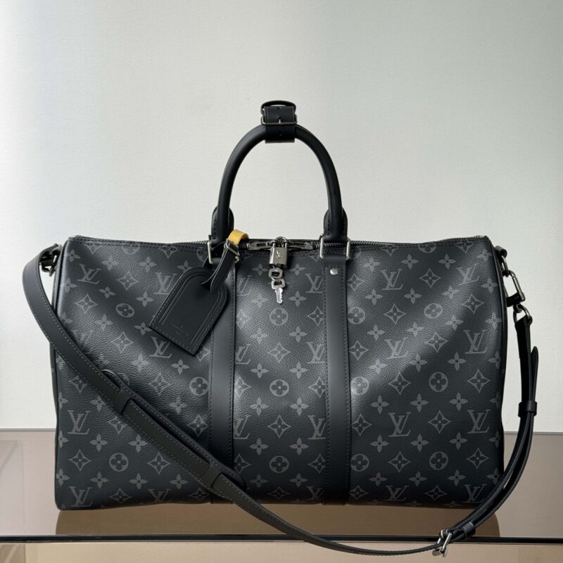 【特级原厂】Keepall Bandouliere45旅行包🧳 型号: M40569黑花 动态芯片版