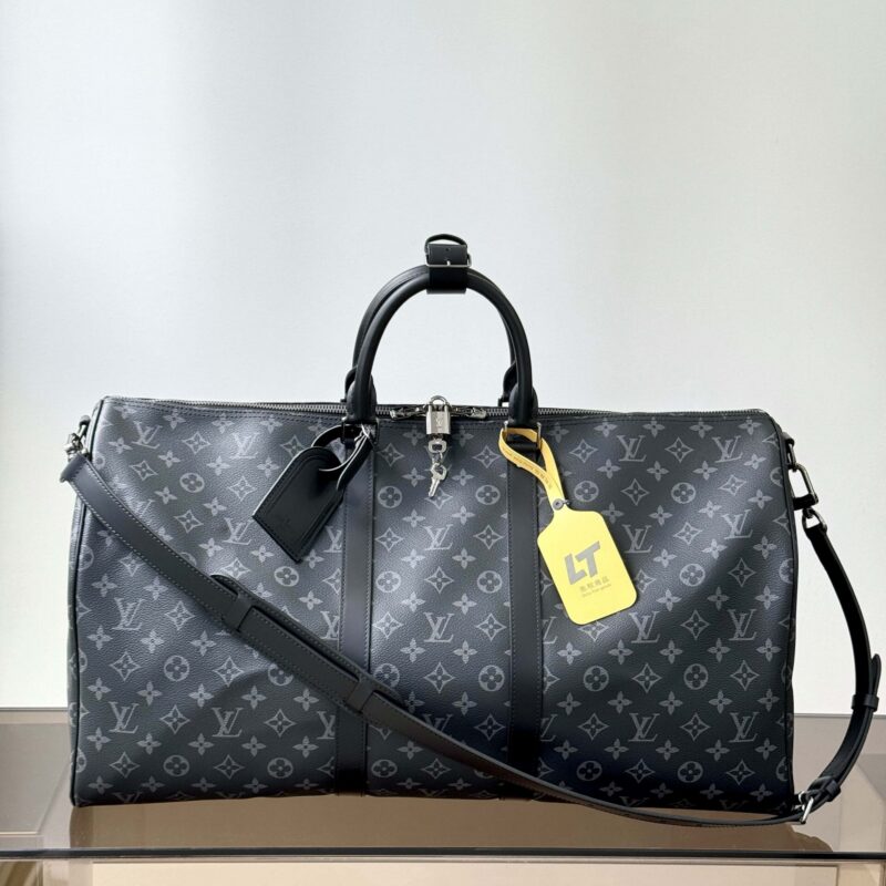 【特级原厂】 Keepall Bandouliere55旅行包🧳 型号: M40605黑花 动态芯片版