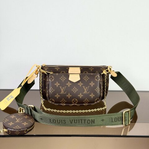 【特级原厂】 Multi pochette Accessoires手袋👜  型号: M44813老花 动态芯片版