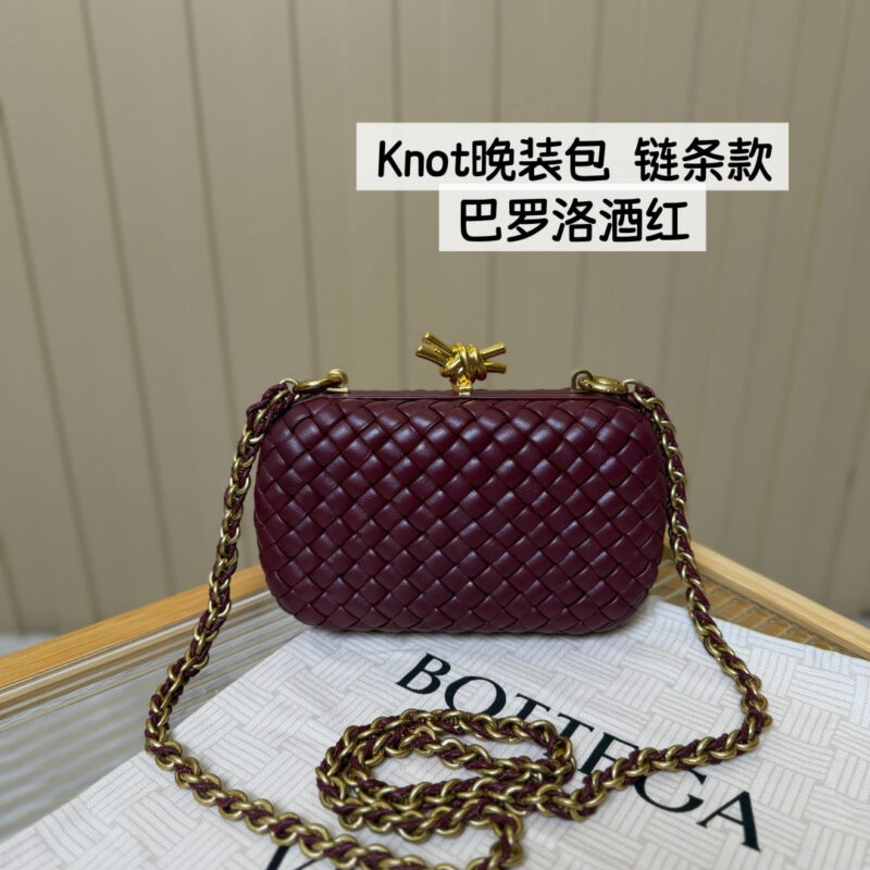 BV Knot晚装包 776662链条款 羊皮巴罗洛酒红