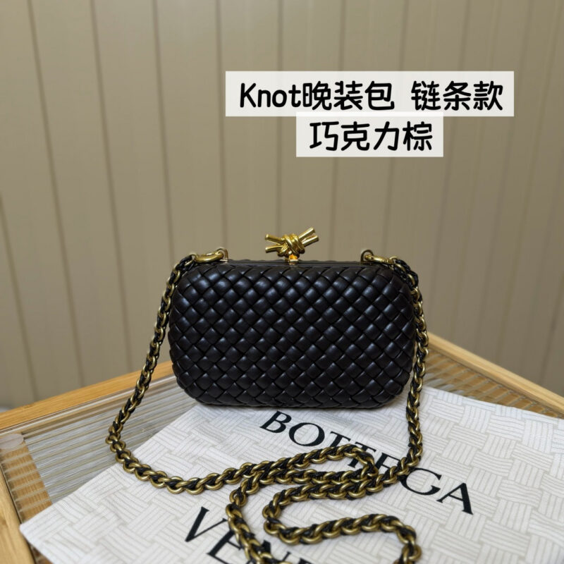 BV Knot晚装包 776662链条款 羊皮巧克力棕