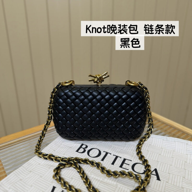 BV Knot晚装包 776662链条款 羊皮黑色