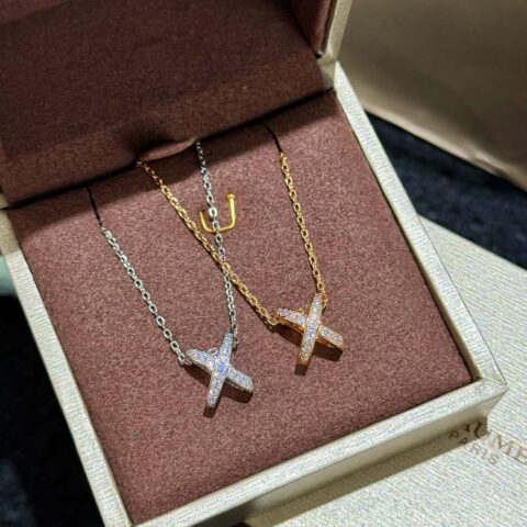 ☀️尚美巴黎 CHAUMET红宝石蓝宝石交叉“X”项链