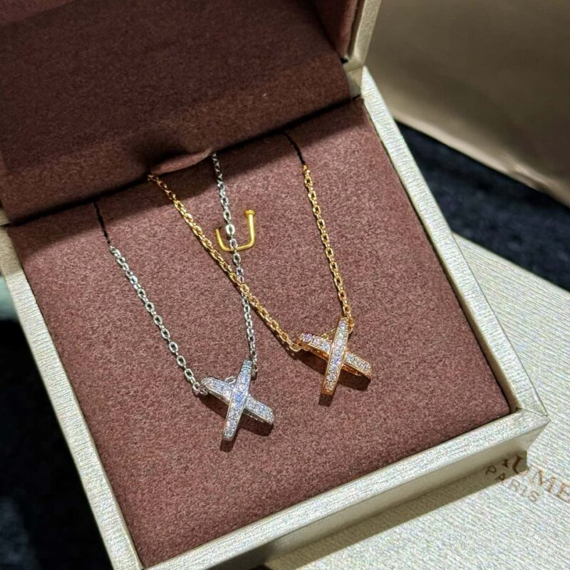 ☀️尚美巴黎 CHAUMET红宝石蓝宝石交叉“X”项链