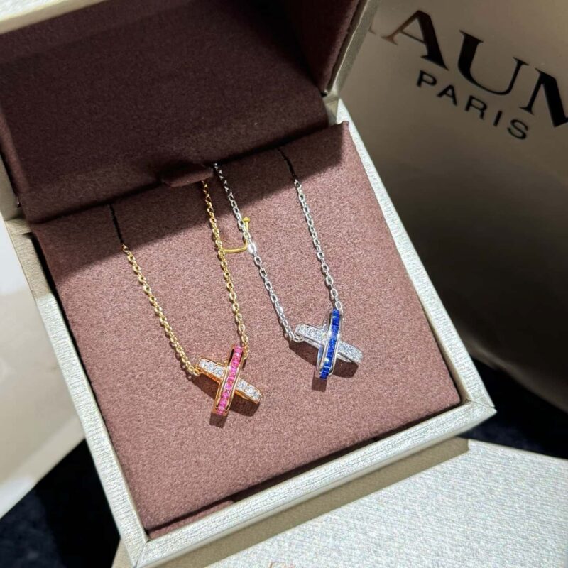 ☀️尚美巴黎 CHAUMET红宝石蓝宝石交叉“X”项链