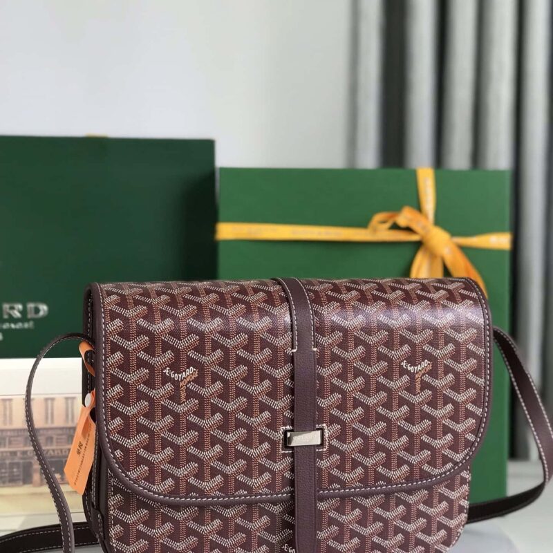 Goyard戈雅原厂皮 Belvédère肩背包020183-1大号 酒红色