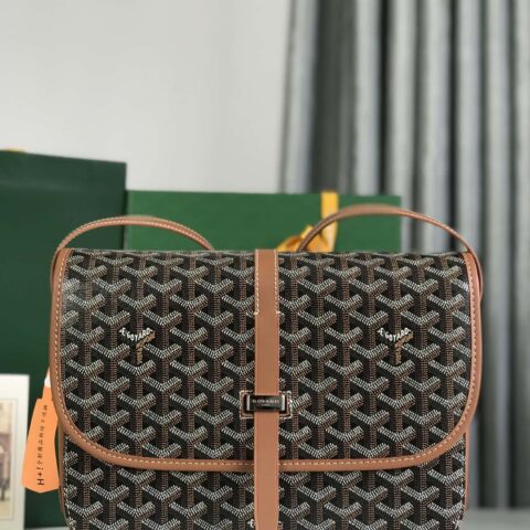 Goyard戈雅原厂皮 Belvédère肩背包020183-1大号 棕色