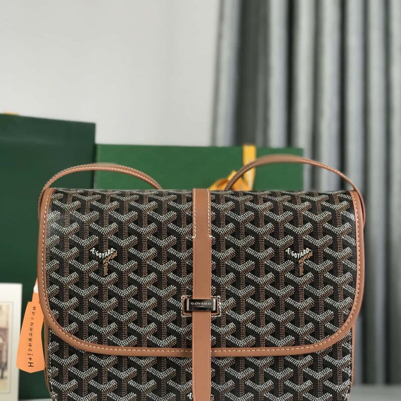 Goyard戈雅原厂皮 Belvédère肩背包020183-1大号 棕色