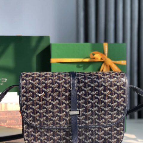 Goyard戈雅原厂皮 Belvédère肩背包020183-1大号 深蓝色