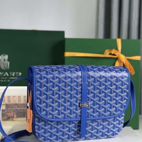 Goyard戈雅原厂皮 Belvédère肩背包020183-1大号 蓝色