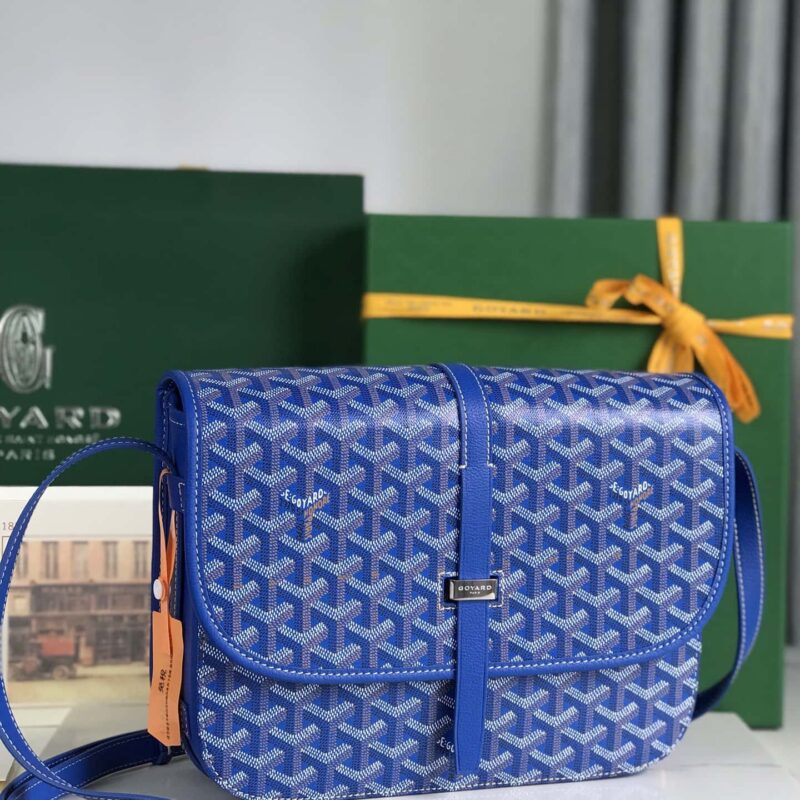 Goyard戈雅原厂皮 Belvédère肩背包020183-1大号 蓝色