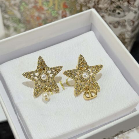 ❗️新品❗️☀️新款☑️ 迪奥DIOR 五角星满钻珍珠耳钉耳环 ☀️