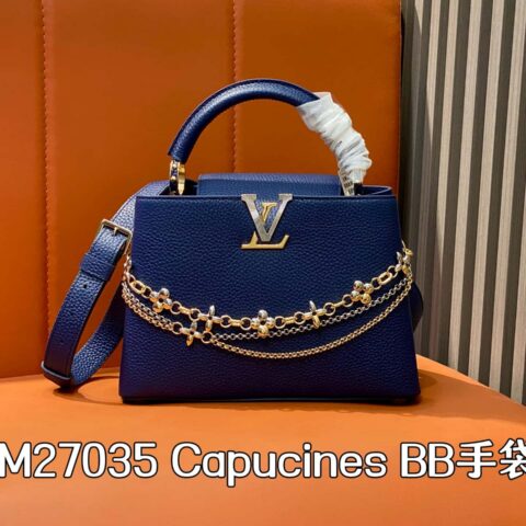 【原单精品】M27035深蓝 全皮cap那英款链条包 Capucines BB 手袋