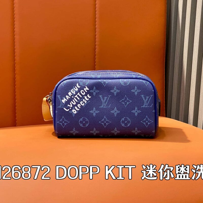 【原单精品】M26872蓝色 丝印洗漱包 DOPP KIT 迷你盥洗袋