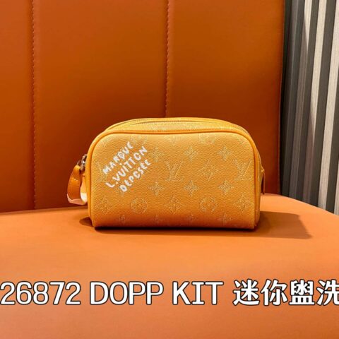【原单精品】M26872黄色 丝印洗漱包 DOPP KIT 迷你盥洗袋