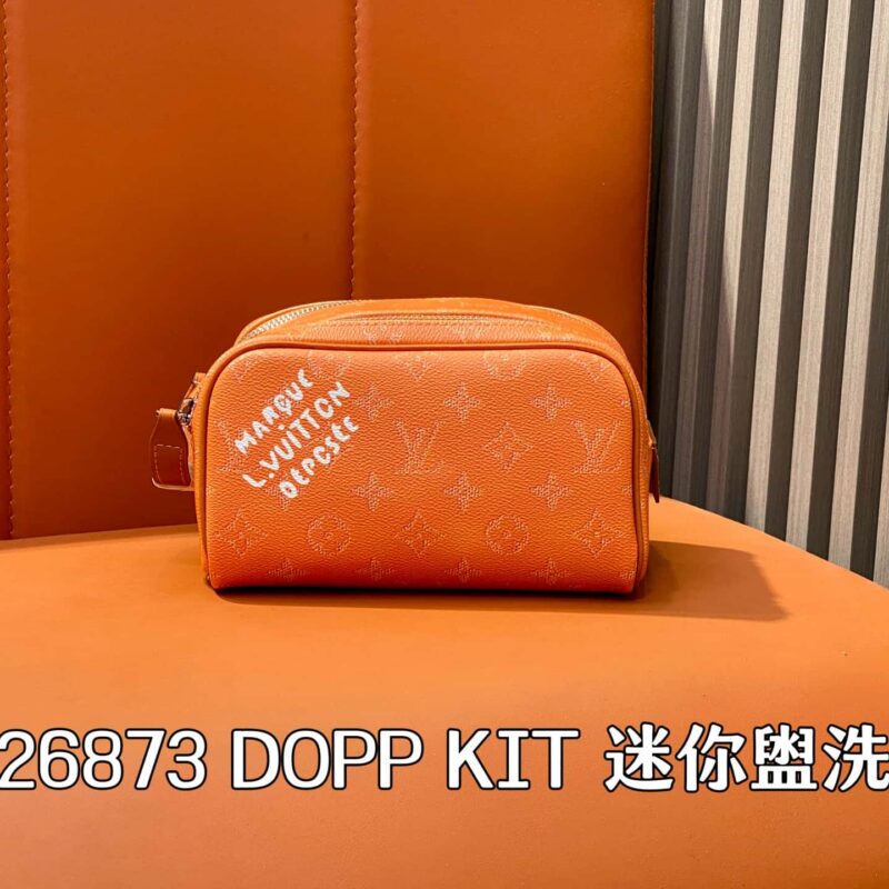 【原单精品】M26873橙色 丝印洗漱包 DOPP KIT 迷你盥洗袋