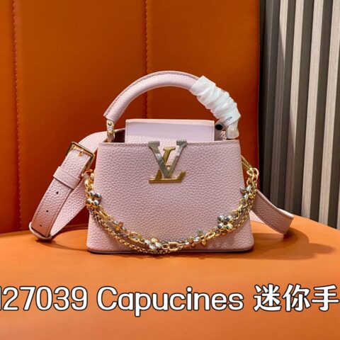 【原单精品】M27039粉色 全皮cap那英款链条包 Capucines 迷你手袋