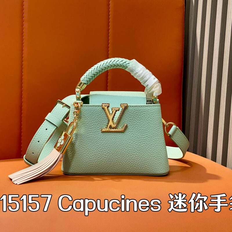 【原单精品】M15157牛油果绿 全皮cap那英款 Capucines 迷你手袋
