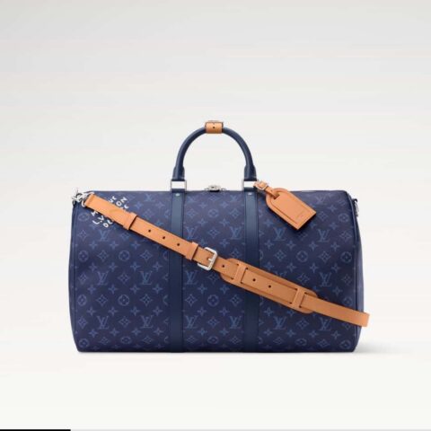 【原单精品】M26864蓝色/丝印 50旅行袋 Keepall Bandoulière 50 旅行袋
