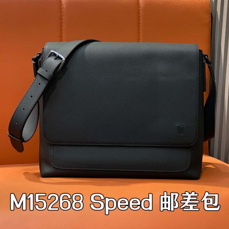 【原单精品】M15268黑色 全皮男包邮差包 Speed 邮差包