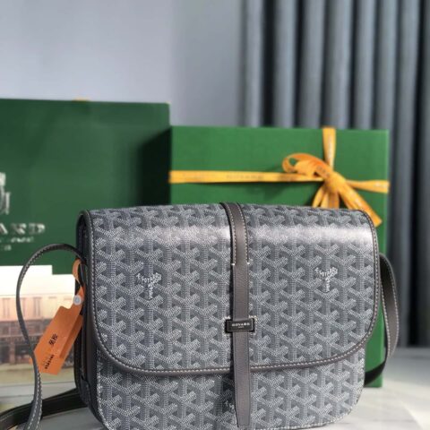 Goyard戈雅原厂皮 Belvédère肩背包020183-1大号 灰色