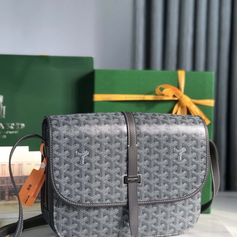Goyard戈雅原厂皮 Belvédère肩背包020183-1大号 灰色