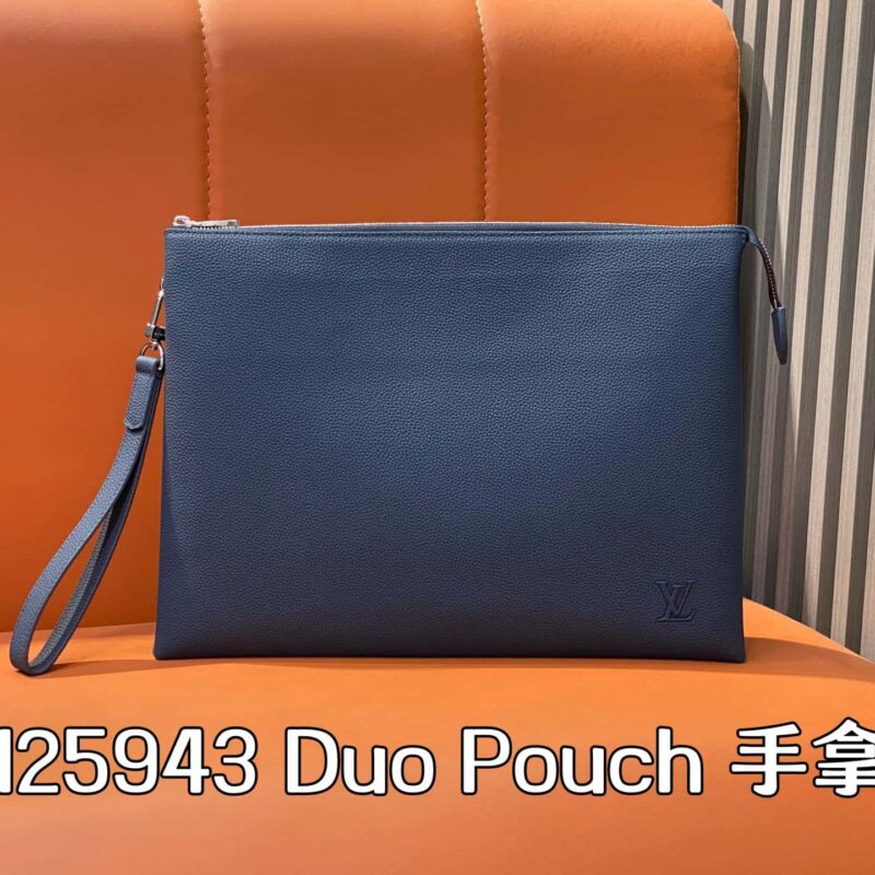 【原单精品】M25943蓝色 全皮大号手包手拿包 Duo Pouch 手拿包