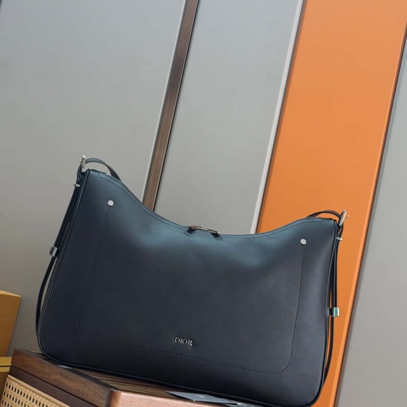 大号 Dior Slider 拉链水饺包 黑色光滑牛皮革 编号: 1LEHO066URB_H00N