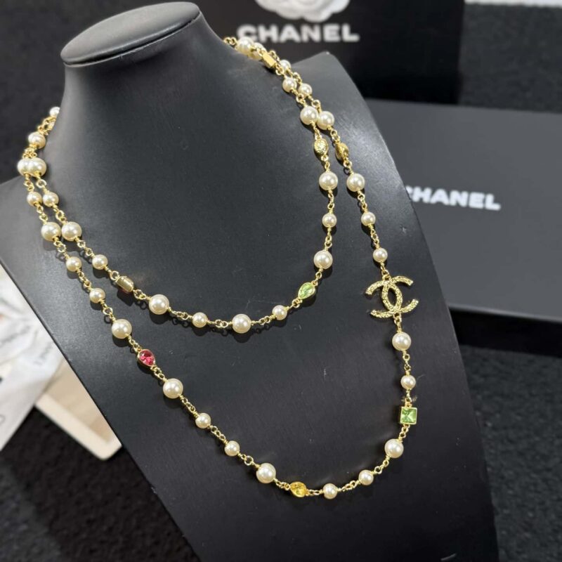 ❗️新品❗️ ☀️新款☑️ 香奈儿双C 25A 彩宝彩钻珍珠毛衣链项链 ☀️