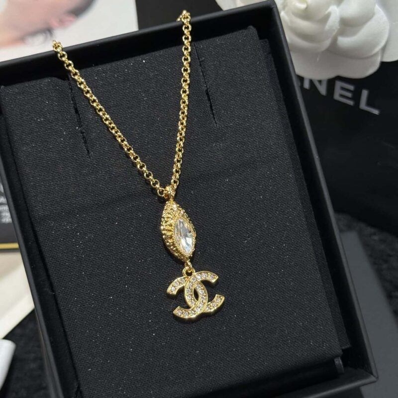 ☀️新款☑️ 香奈儿双C 26C 金色麦穗马眼钻项链