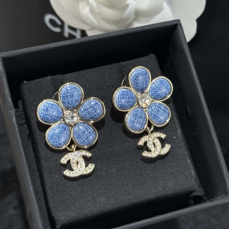 ❗️新品❗️ ☀️新款☑️ 香奈儿双C 26C 牛仔💙丹宁花耳环耳钉 ☀️
