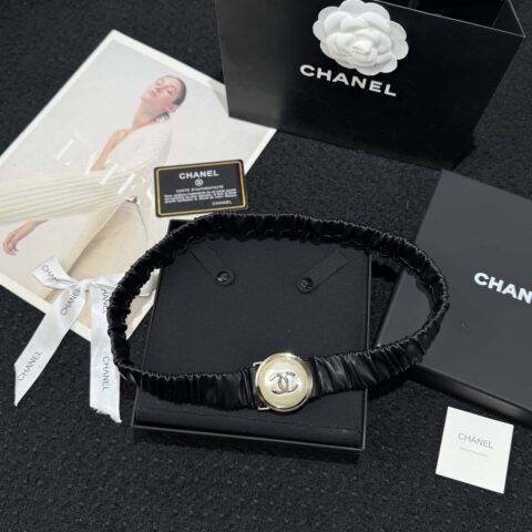 ❗️新品❗️香奈儿腰带腰链☀️新款☑️ 香奈儿双c 26k 黑皮圆形腰链腰带 ☀️