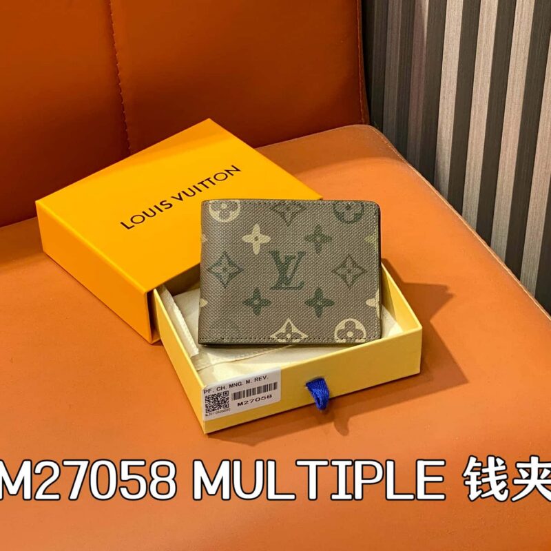 【原单精品】M27058军绿色 短款西装夹钱包 MULTIPLE 钱夹
