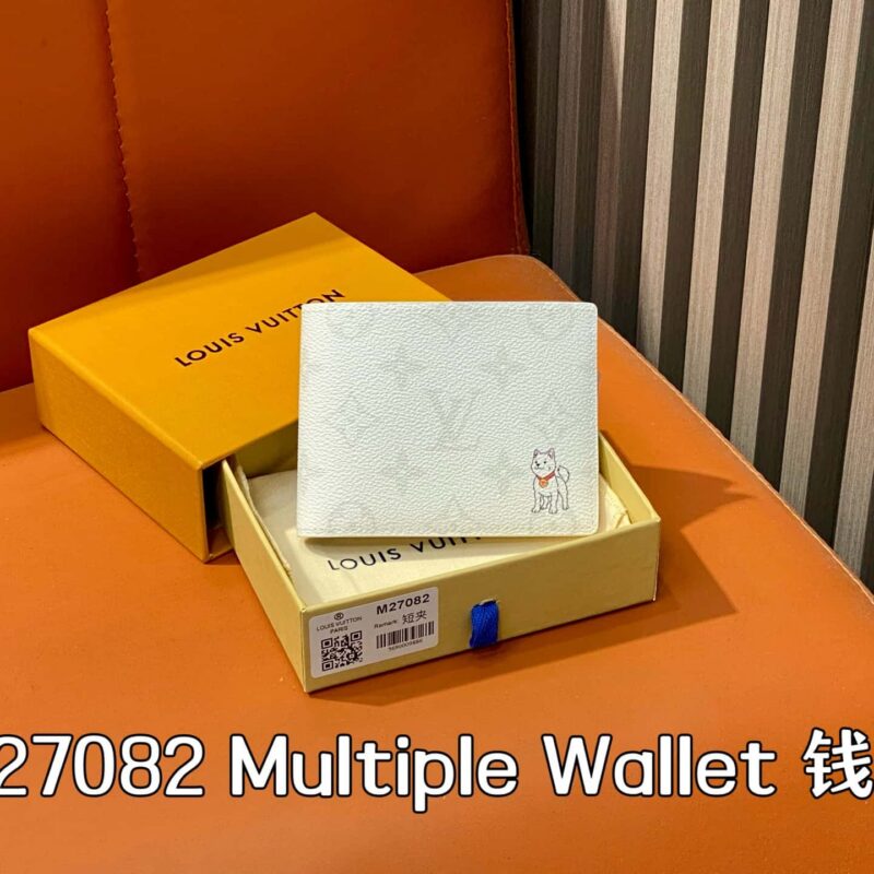 【原单精品】M27082白色 小狗系列 短款西装夹钱包 Multiple Wallet 钱夹