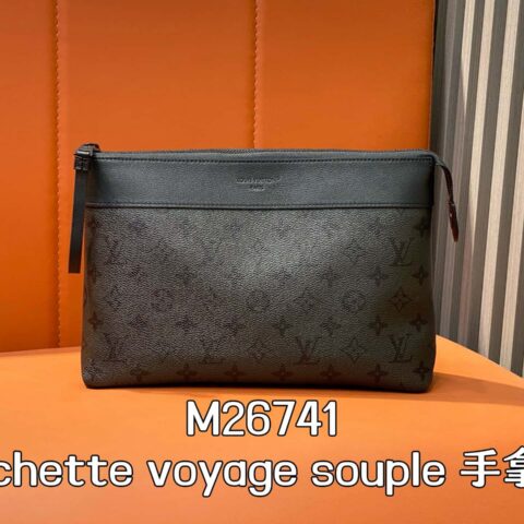 【原单精品】M26741黑灰 手包手拿包 pochette voyage souple 手拿包
