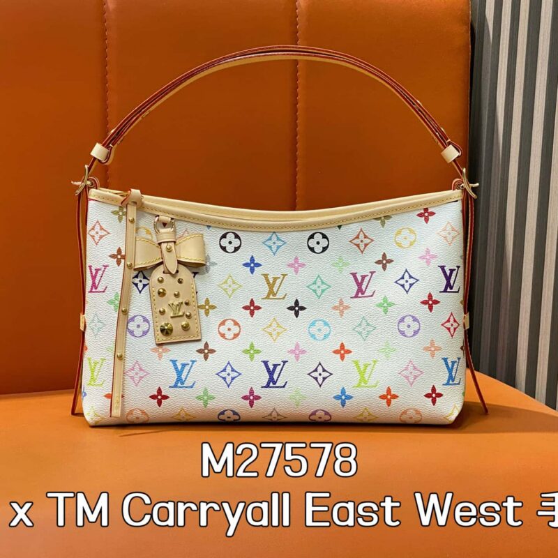 【原单精品】M27578白彩 村上隆购物袋 本款 LV x TM Carryall East West 手袋