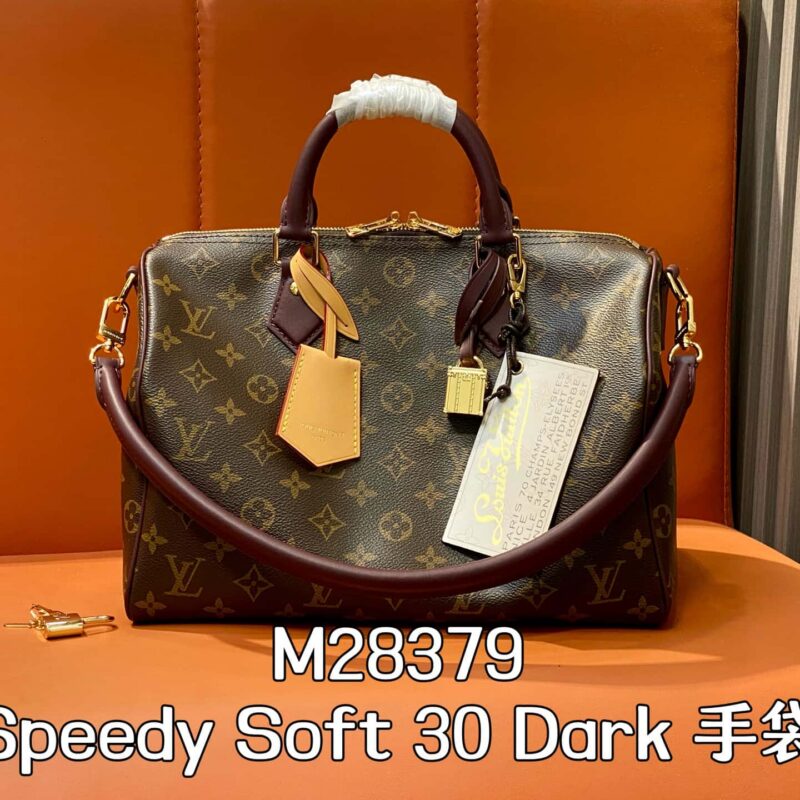 【原单精品】M28379老花紫色 speedy枕头包 Speedy Soft 30 Dark 手袋