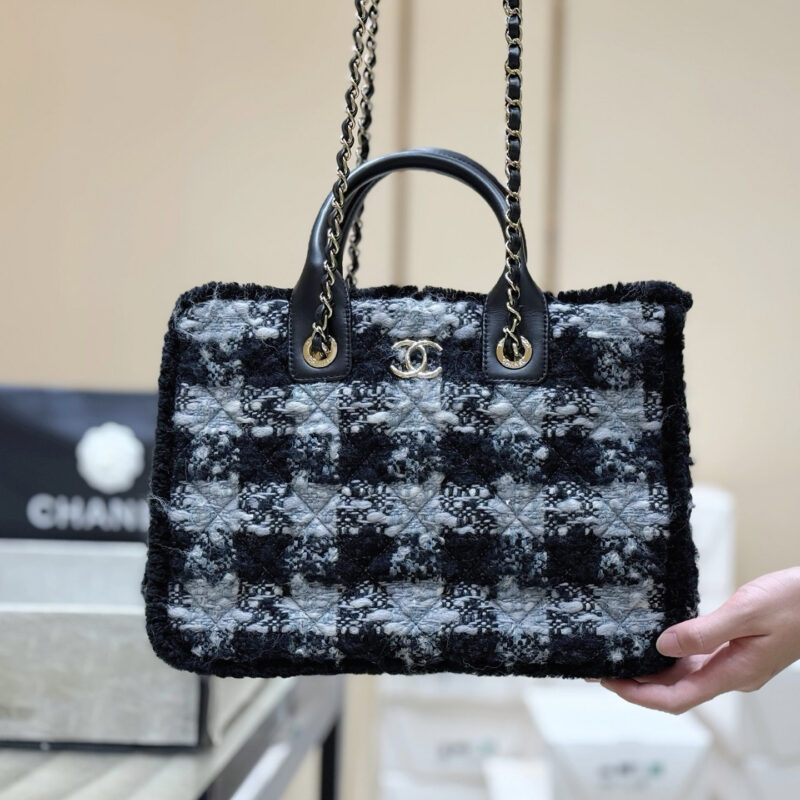 CHANEL 25N千鸟格tweed毛呢托特包👜AS5688