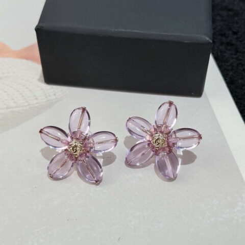 ❗️新品❗️ ☀️新款☑️ 香奈儿双C 26粉紫花朵耳钉耳环 ☀️