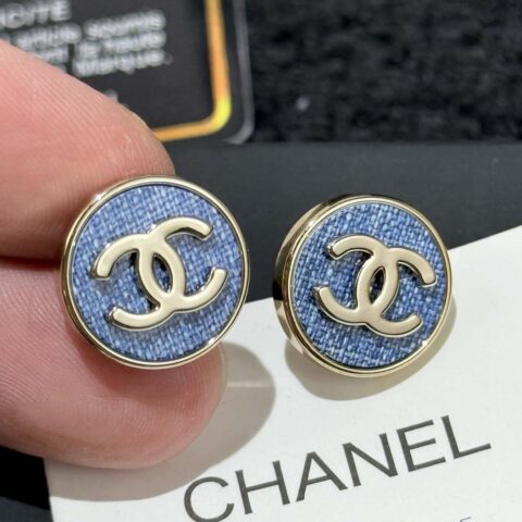 ❗️新品❗️☀️新款☑️ 香奈儿双C 26C 牛仔💙丹宁圆形耳钉耳环 ☀️